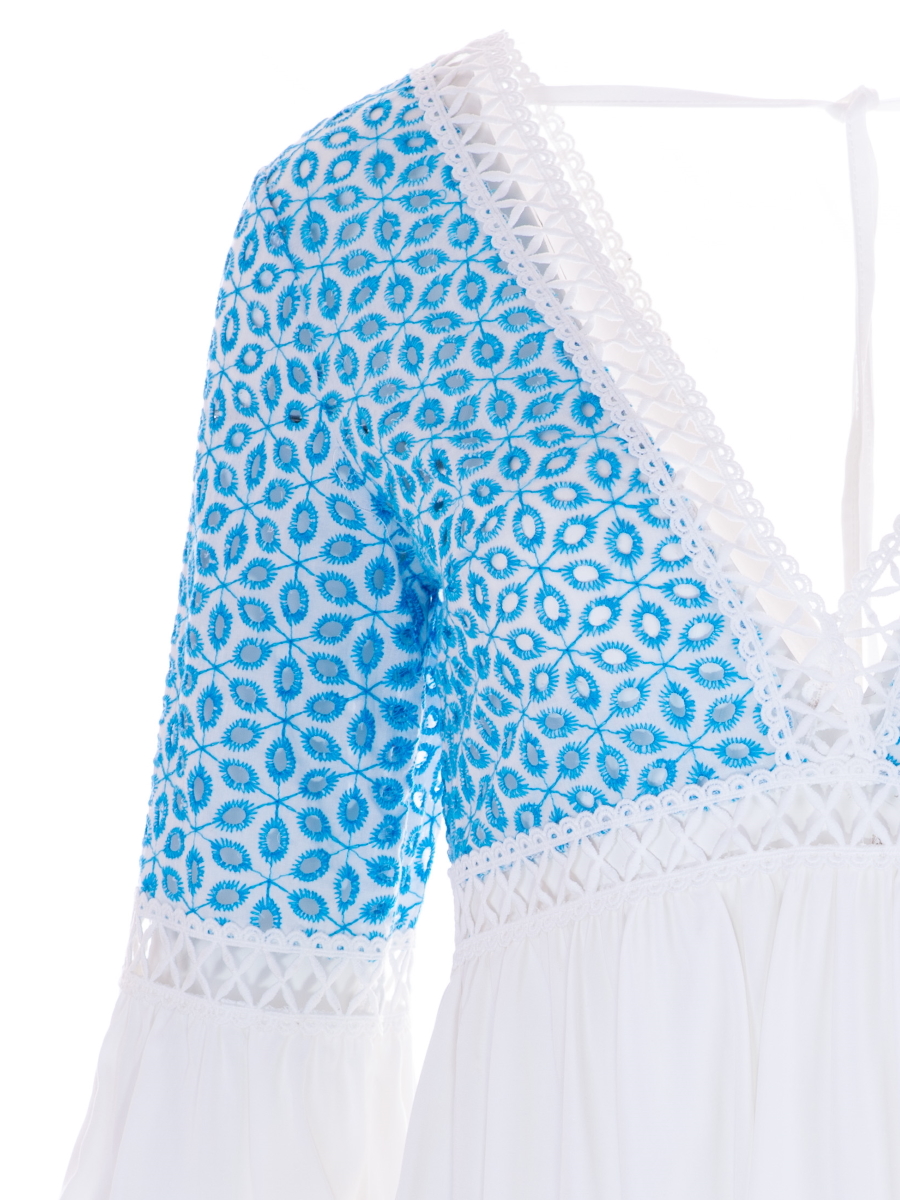 Φόρεμα Mini με Τρέσσα "V" Μπρος-Πίσω Μπλε